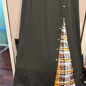 Black A-Line Skirt with Plaid Side Panel